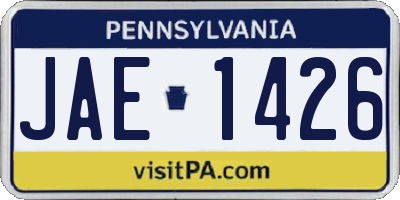 PA license plate JAE1426