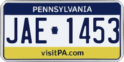 PA license plate JAE1453
