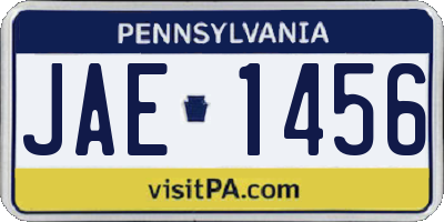 PA license plate JAE1456