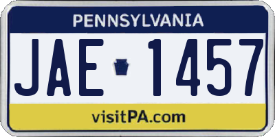 PA license plate JAE1457