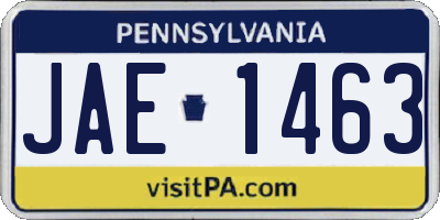 PA license plate JAE1463