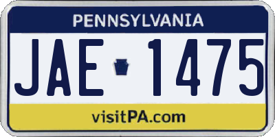 PA license plate JAE1475