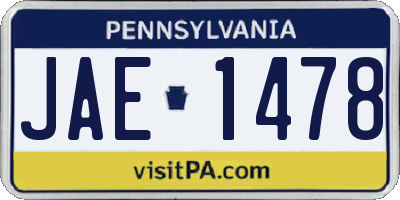 PA license plate JAE1478