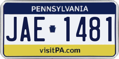 PA license plate JAE1481