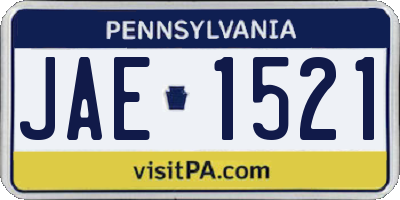 PA license plate JAE1521