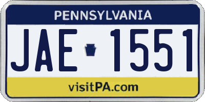 PA license plate JAE1551