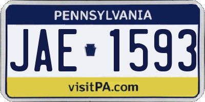 PA license plate JAE1593