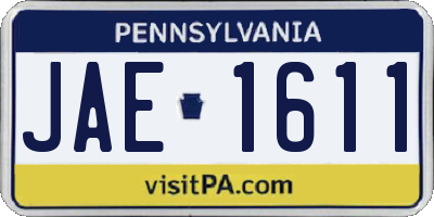 PA license plate JAE1611