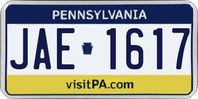 PA license plate JAE1617