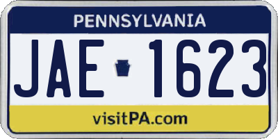PA license plate JAE1623