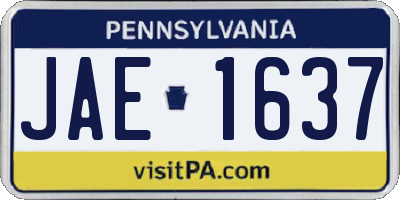 PA license plate JAE1637