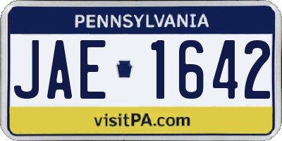 PA license plate JAE1642