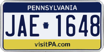 PA license plate JAE1648