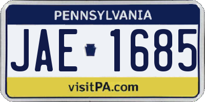 PA license plate JAE1685