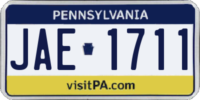 PA license plate JAE1711