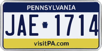 PA license plate JAE1714