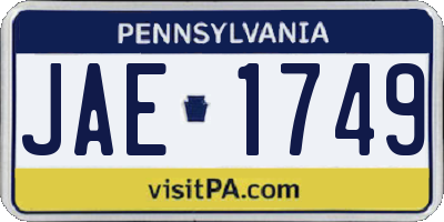 PA license plate JAE1749