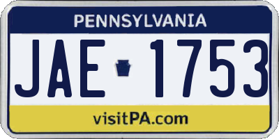 PA license plate JAE1753