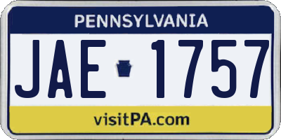 PA license plate JAE1757