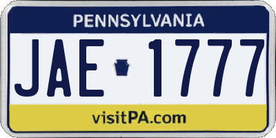 PA license plate JAE1777