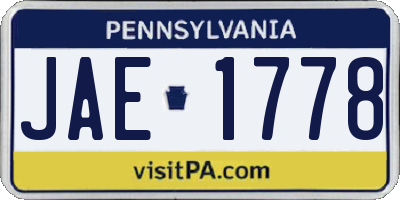 PA license plate JAE1778