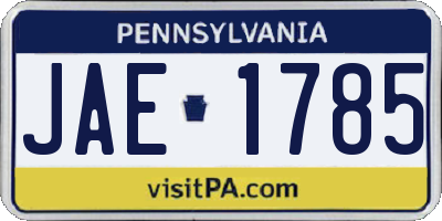 PA license plate JAE1785