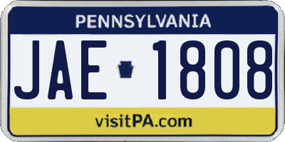 PA license plate JAE1808
