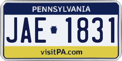 PA license plate JAE1831