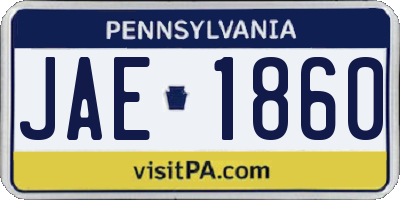 PA license plate JAE1860