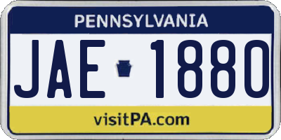 PA license plate JAE1880