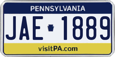 PA license plate JAE1889