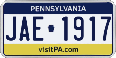 PA license plate JAE1917