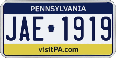 PA license plate JAE1919