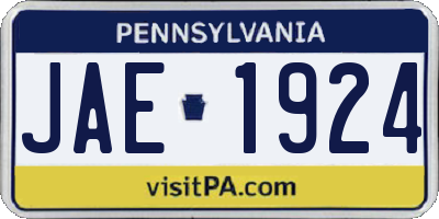 PA license plate JAE1924