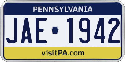 PA license plate JAE1942