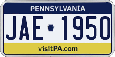 PA license plate JAE1950