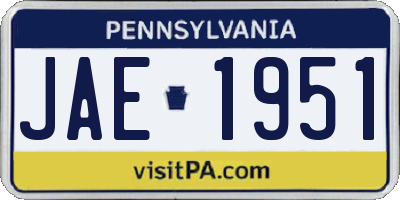 PA license plate JAE1951
