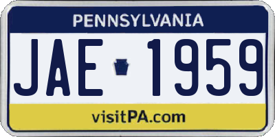 PA license plate JAE1959