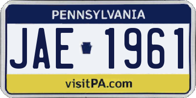 PA license plate JAE1961