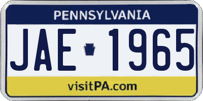 PA license plate JAE1965