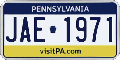 PA license plate JAE1971