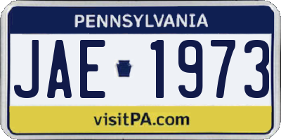 PA license plate JAE1973