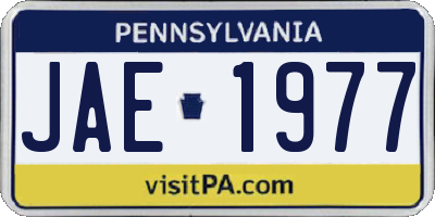 PA license plate JAE1977