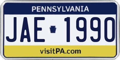 PA license plate JAE1990