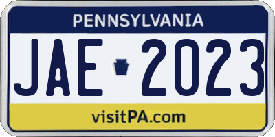 PA license plate JAE2023