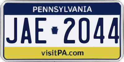 PA license plate JAE2044