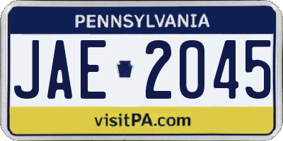 PA license plate JAE2045