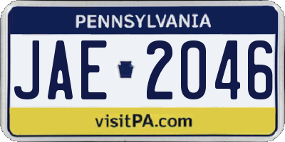 PA license plate JAE2046