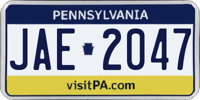 PA license plate JAE2047