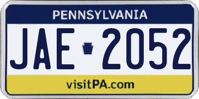 PA license plate JAE2052